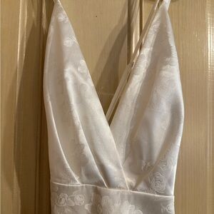 Lulu's Elegant White Floral Prom Dress